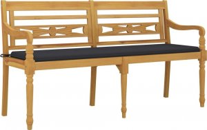 vidaXL vidaXL Ławka Batavia z antracytowy poduszką,150 cm, lite drewno tekowe 3