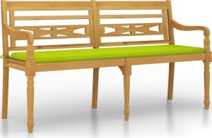 vidaXL vidaXL Ławka Batavia z jasnozielony poduszką,150cm, lite drewno tekowe 2