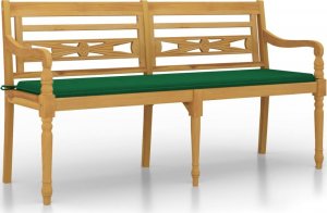 vidaXL Ławka Batavia z zielona poduszką, 150 cm, lite drewno tekowe 2