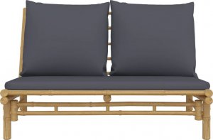 vidaXL vidaXL Ławka ogrodowa z ciemnoszarymi poduszkami, bambusowa 3