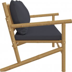 vidaXL vidaXL Ławka ogrodowa z ciemnoszarymi poduszkami, bambusowa 4