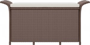 vidaXL Ławka ogrodowa z poduszką, brązowa, 116x46x57 cm, polirattan 3
