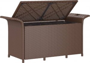 vidaXL Ławka ogrodowa z poduszką, brązowa, 116x46x57 cm, polirattan 5