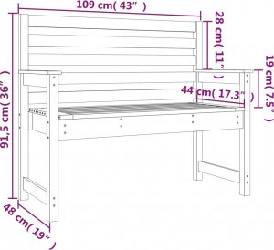 vidaXL vidaXL Ławka ogrodowa, 109x48x91,5 cm, lite drewno daglezjowe 7