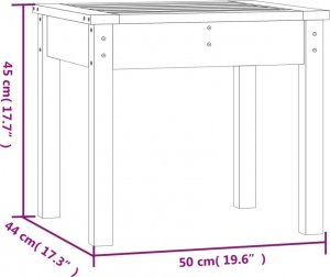vidaXL vidaXL Ławka ogrodowa, 50x44x45 cm, lite drewno sosnowe 8