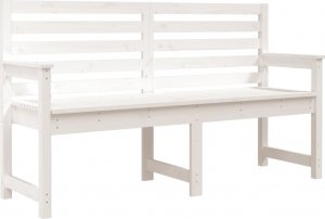 vidaXL Ławka ogrodowa, biała, 159,5x48x91,5 cm, lite drewno sosnowe 2