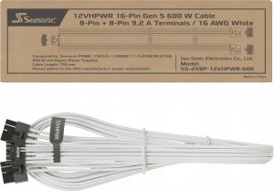 SeaSonic Kabel Seasonic 16-pin Gen 5 12VHPWR 600W biały 750mm 3