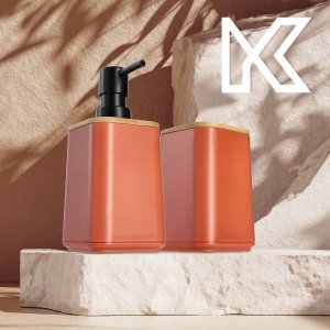 Kadax Zestaw Łazienkowy Komplet Wc Różowy Dozownik Kubek 6