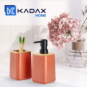 Kadax Zestaw Łazienkowy Komplet Wc Różowy Dozownik Kubek 8