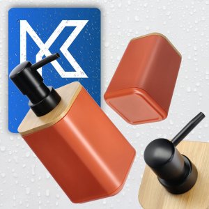 Kadax Zestaw Łazienkowy Komplet Wc Różowy Dozownik Kubek 9