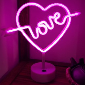 Lampka biurkowa Heckermann Neon LED stojący z podstawką LOVE 2