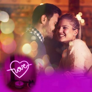 Lampka biurkowa Heckermann Neon LED stojący z podstawką LOVE 4