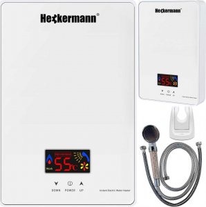 Przepływowy podgrzewacz wody Heckermann Zestaw Przepływowy elektryczny podgrzewacz wody Heckermann SL-X1-60 Biały + Akcesoria 1