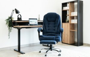 Krzesło biurowe Artnico Fotel biurowy Artnico Misi 3.0 niebieski podnóżek masażer + PODKŁADKA GAMINGOWA 15