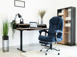 Krzesło biurowe Artnico Fotel biurowy Artnico Misi 3.0 niebieski podnóżek masażer + PODKŁADKA GAMINGOWA 2