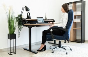 Krzesło biurowe Artnico Fotel biurowy Artnico Misi 3.0 niebieski podnóżek masażer + PODKŁADKA GAMINGOWA 3