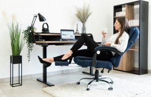 Krzesło biurowe Artnico Fotel biurowy Artnico Misi 3.0 niebieski podnóżek masażer + PODKŁADKA GAMINGOWA 10