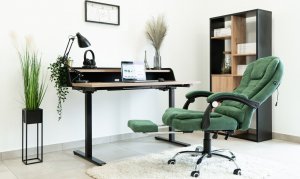 Krzesło biurowe Artnico Fotel biurowy Artnico Misi 3.0 ciemnozielony podnóżek masażer + PODKŁADKA GAMINGOWA 15