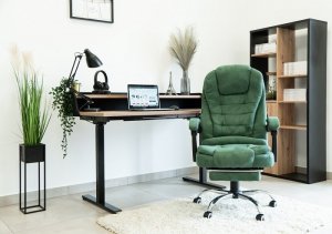 Krzesło biurowe Artnico Fotel biurowy Artnico Misi 3.0 ciemnozielony podnóżek masażer + PODKŁADKA GAMINGOWA 2