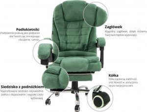 Krzesło biurowe Artnico Fotel biurowy Artnico Misi 3.0 ciemnozielony podnóżek masażer + PODKŁADKA GAMINGOWA 4