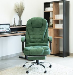 Krzesło biurowe Artnico Fotel biurowy Artnico Misi 3.0 ciemnozielony podnóżek masażer + PODKŁADKA GAMINGOWA 5