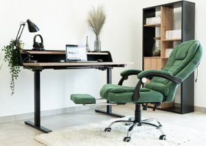 Krzesło biurowe Artnico Fotel biurowy Artnico Misi 3.0 ciemnozielony podnóżek masażer + PODKŁADKA GAMINGOWA 8