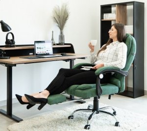 Krzesło biurowe Artnico Fotel biurowy Artnico Misi 3.0 ciemnozielony podnóżek masażer + PODKŁADKA GAMINGOWA 10