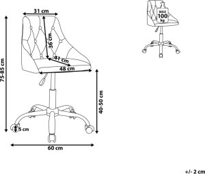 Krzesło biurowe Beliani Krzesło biurowe regulowane welurowe różowe PARRISH 9