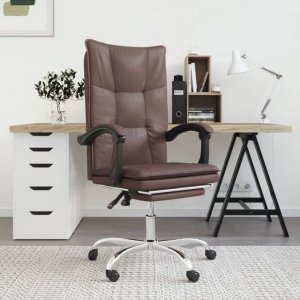 Krzesło biurowe vidaXL Rozkładany fotel biurowy, brązowy, sztuczna skóra 1