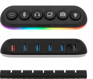 HUB USB Streamplify Streamplify HUB DECK 5, 4x USB 3.0, 1x USB 2.0, RGB, 12V, EU-Netzkabel - schwarz 5
