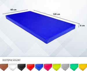 UnderFit Materac gimnastyczny 1-częściowy 120 cm x 60 cm x 6 cm niebieski miękki 5