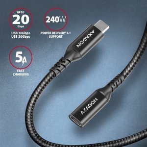 Kabel USB Axagon USB-C - USB-C 1.5 m Czarny (BUCM32-CF15AB) 2