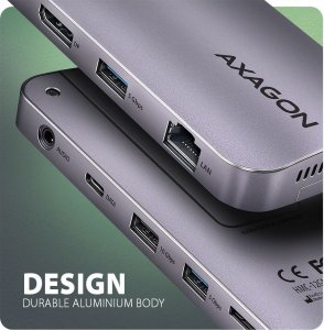HUB USB Axagon HMC-12GM2 hub USB 12 in1 10Gbps, 3x USB-A, USB-C, HDMI, DP, RJ-45, M.2, SD/mSD, audio, PD 6