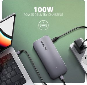 HUB USB Axagon HMC-12GM2 hub USB 12 in1 10Gbps, 3x USB-A, USB-C, HDMI, DP, RJ-45, M.2, SD/mSD, audio, PD 7