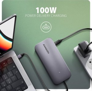 HUB USB Axagon HUB HMC-6GM2 USB 6 in1 10Gbps hub, USB-A, USB-C, HDMI, M.2, SD/ mSD, PD 100W, USB-C 7
