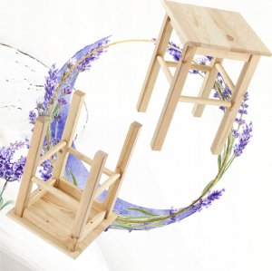 Kadax Taboret Stołek Kuchenny Drewniany Krzesło 43,5 cm 11