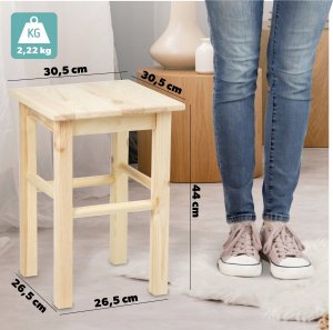 Kadax KADAX Taboret Stołek Drewniany Krzesło 44cm 2szt 3