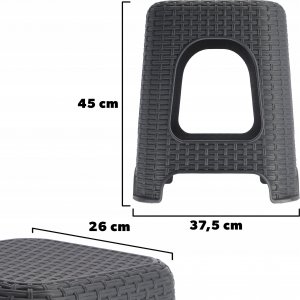 Kadax Taboret Kuchenny Stołek Krzesło Rattan Antracyt 3