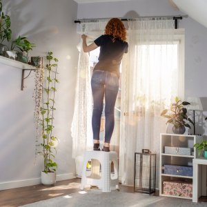 Kadax Taboret Kuchenny Stołek Krzesło Rattan Biały 120kg 2