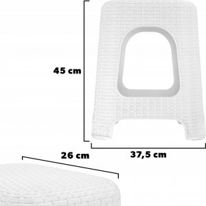 Kadax Taboret Kuchenny Stołek Krzesło Rattan Biały 120kg 3