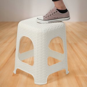 Kadax Taboret Kuchenny Stołek Krzesło Rattan Biały 120kg 5