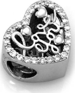 Lovrin Srebrna zawieszka 925 beads serce napis Love You 1