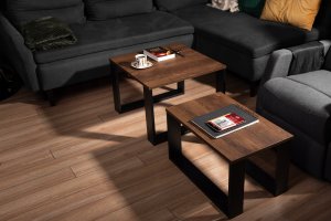 Lehmann STOLIKI KAWOWE ZESTAW STOLIKÓW DĄB LOFT INDUSTRIAL 5