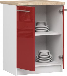 Fabryka Mebli Akord SZAFKA KUCHENNA OLIWIA S 60cm 2D + BLAT BIAŁA / CZERWONY POŁYSK 2
