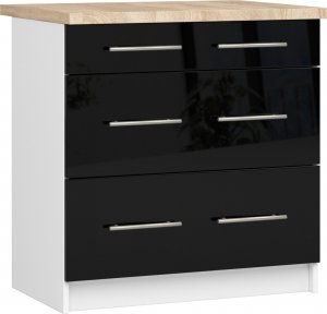 Fabryka Mebli Akord SZAFKA KUCHENNA OLIWIA S 80cm 3SZ + BLAT BIAŁA / CZARNY POŁYSK 1