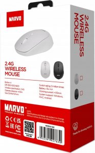 Mysz Marvo Marvo Mysz WM103WH, 1600DPI, 2.4 [GHz], optyczna, 4kl., bezprzewodowa, biała, 1 szt AA, biurowa, cicha 8