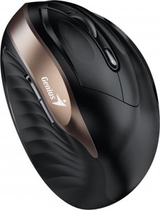 Mysz Genius Mysz Ergo 8250S, 1600DPI, 2.4 [GHz], optyczna, 6kl., bezprzewodowa, czarno-złota, 1 szt AA, wertykalna 3