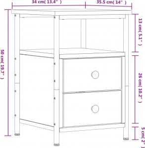 vidaXL Szafka nocna, dąb sonoma, 34x35,5x50cm, materiał drewnopochodny 10