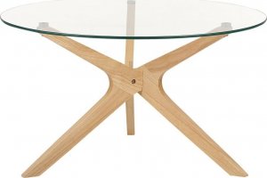 Beliani Stolik kawowy szklany jasne drewno VALLEY 2