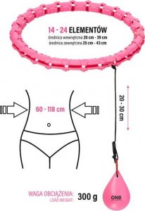 One Fitness Hula hop z wypustkami i obciążnikiem OHA02 różowe 12